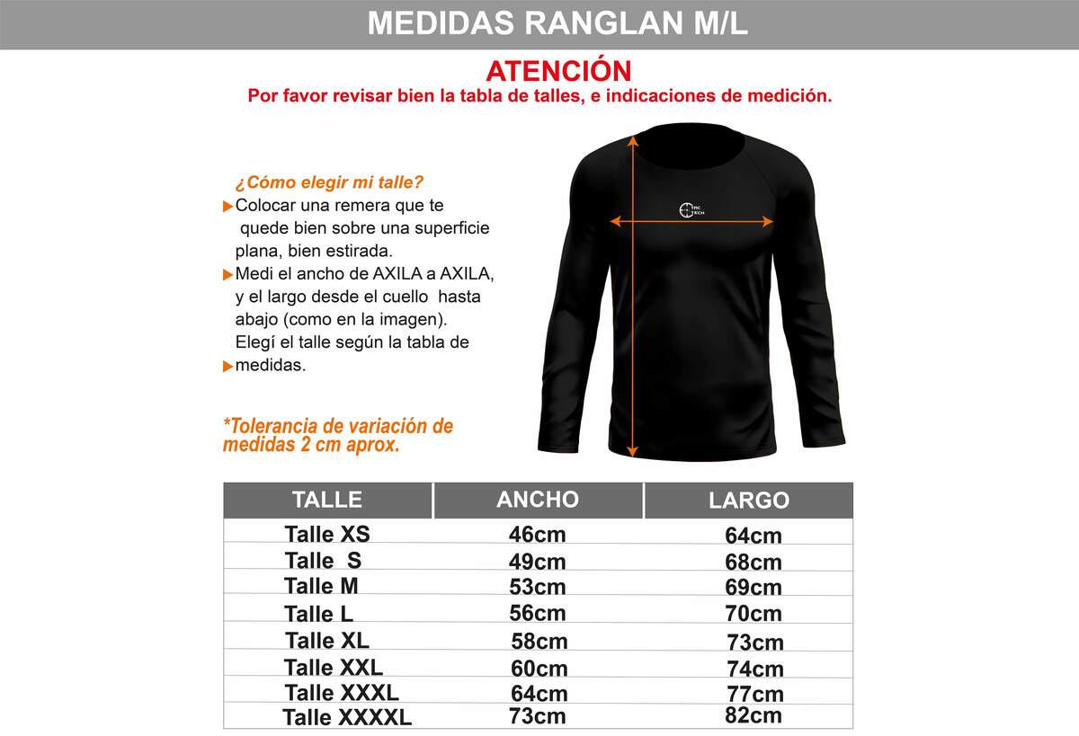 REMERA TACTECH ORIGINAL MEDIDAS