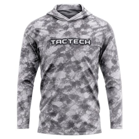 Remera de pesca TACTECH con capucha, sin cuello, en Gris original