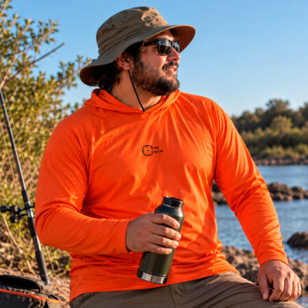 Remera UV con capucha y cuello Neon — naranja neon